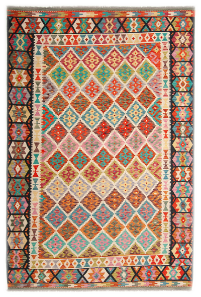 Kelim Teppich Nomadenteppich Perserteppich Kilim Bunt Schwarz